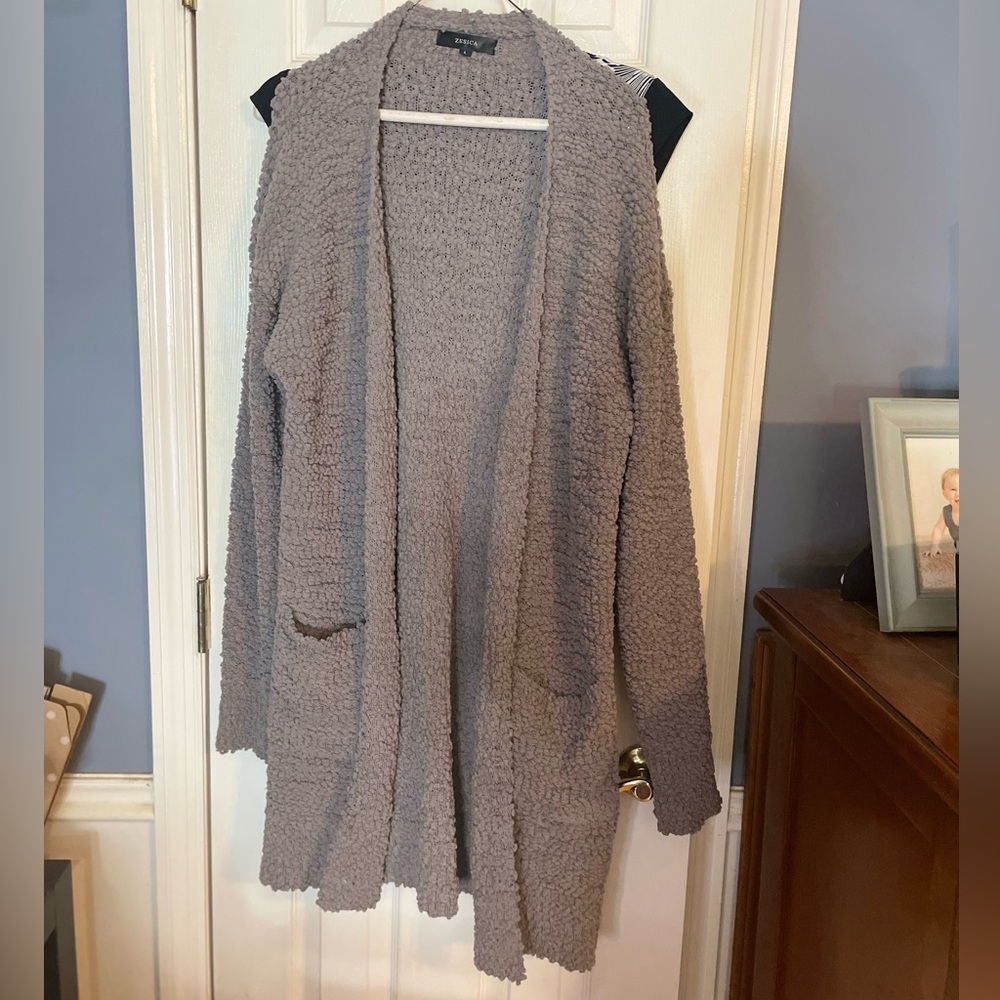 Zescia long cardigan sweater gray size large